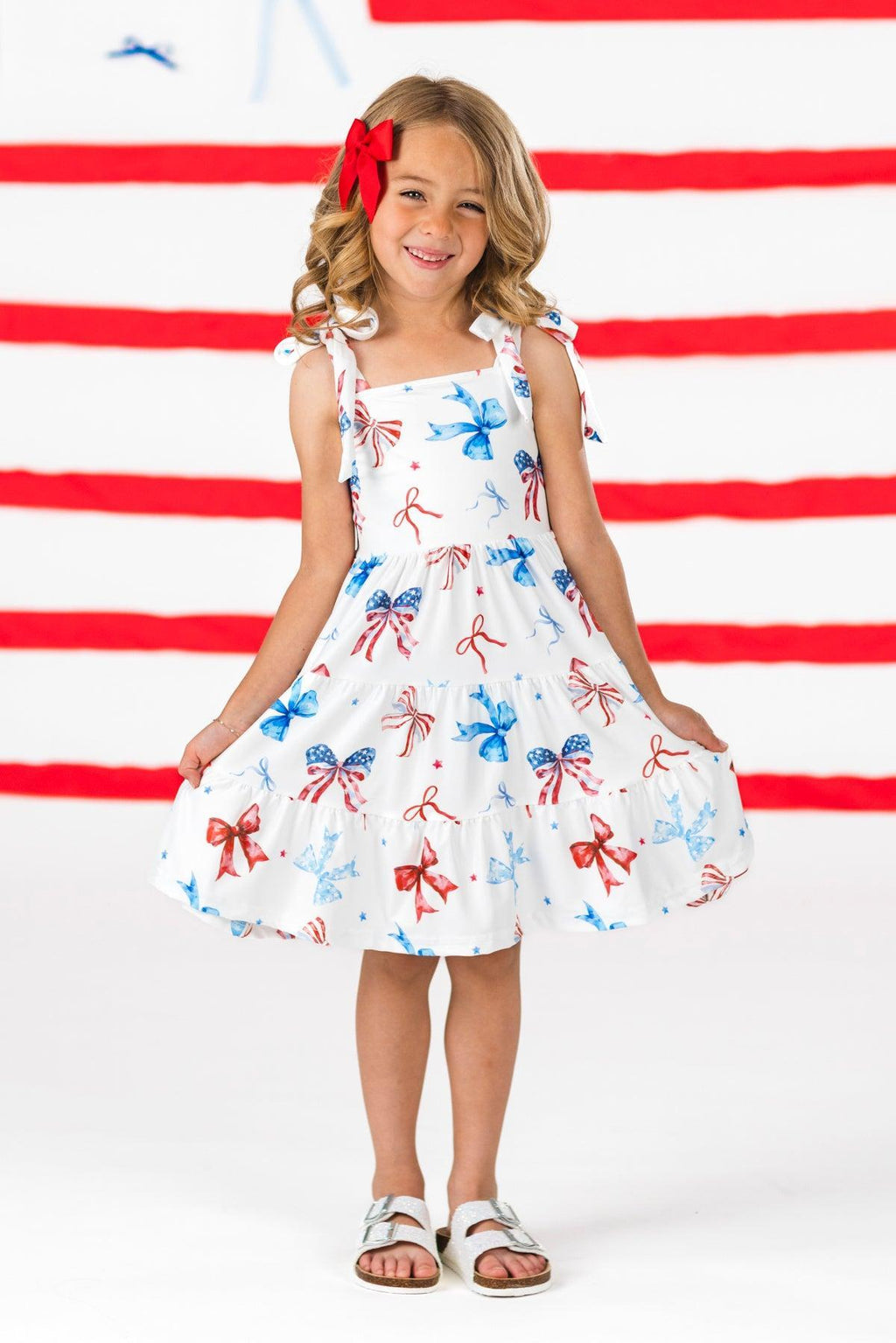 Mom & Me - Red White & Blue Bow Dress