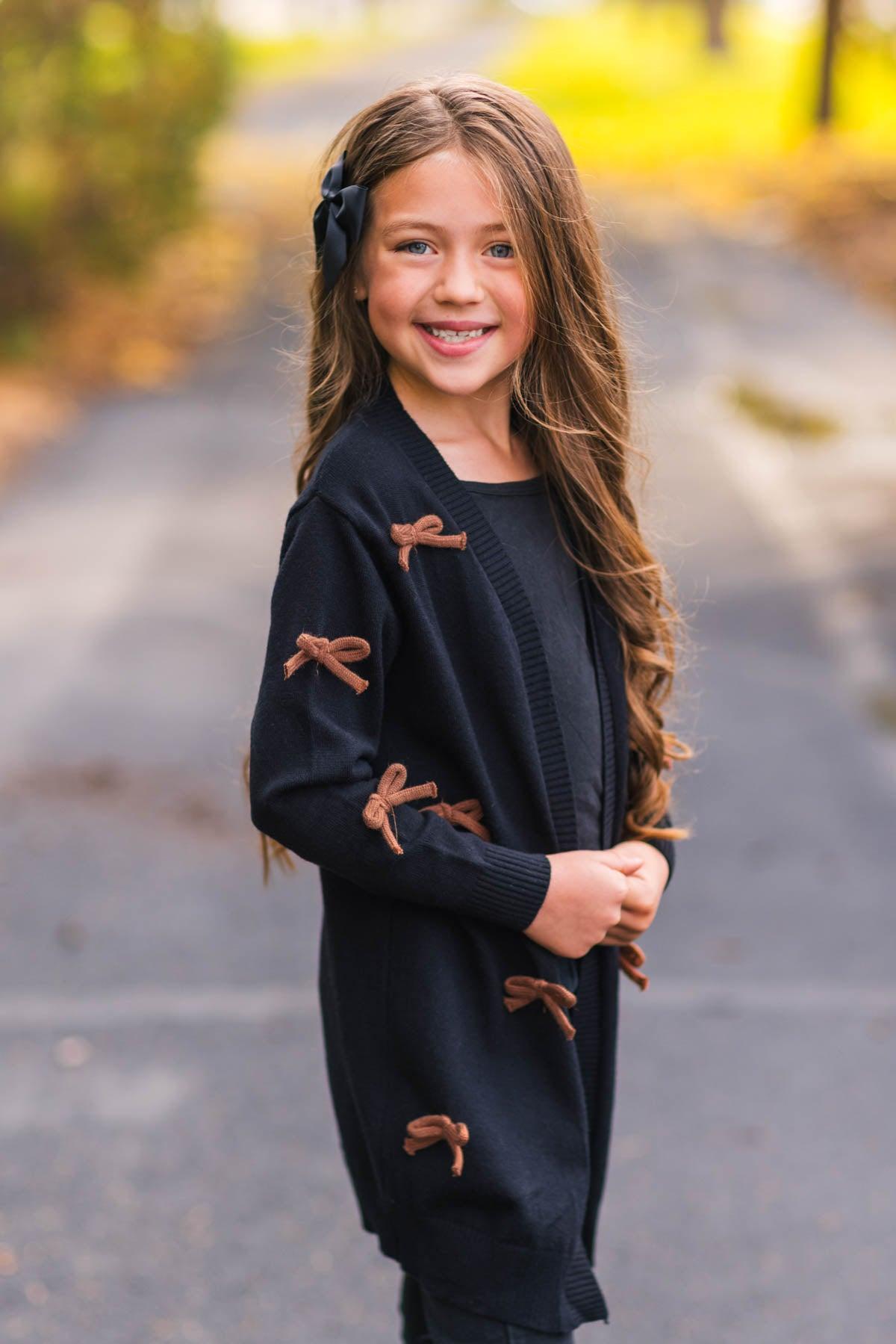 Black & Brown Bow Cardigan