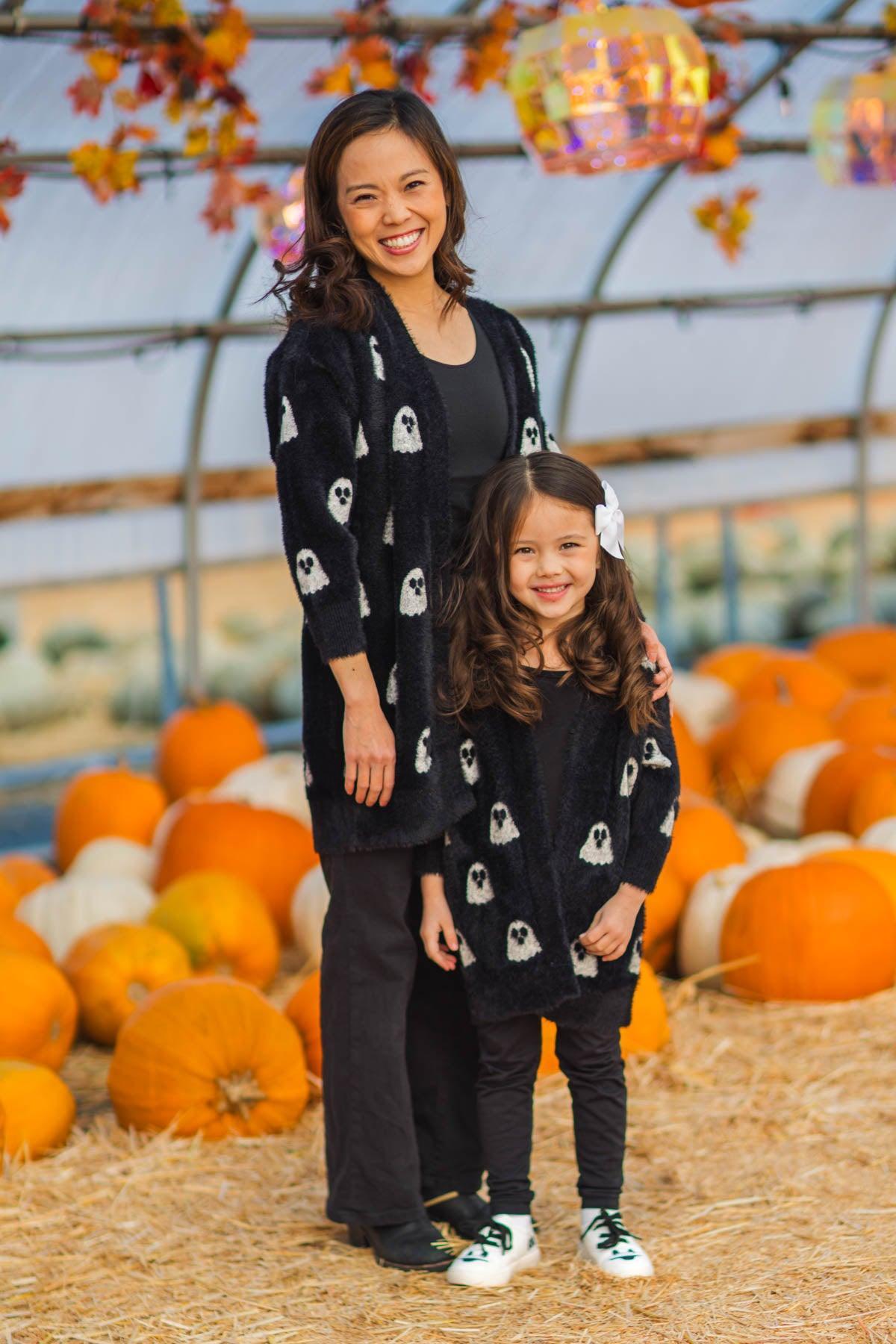 Mom & Me - Cozy Black Ghost Cardigan