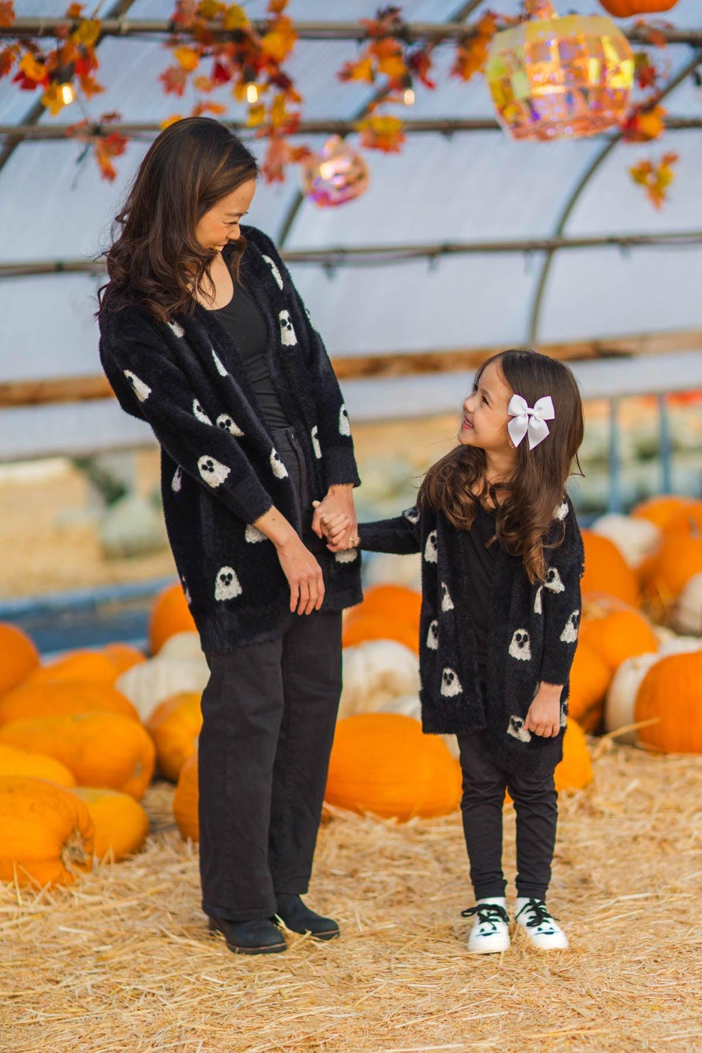 Mom & Me - Cozy Black Ghost Cardigan