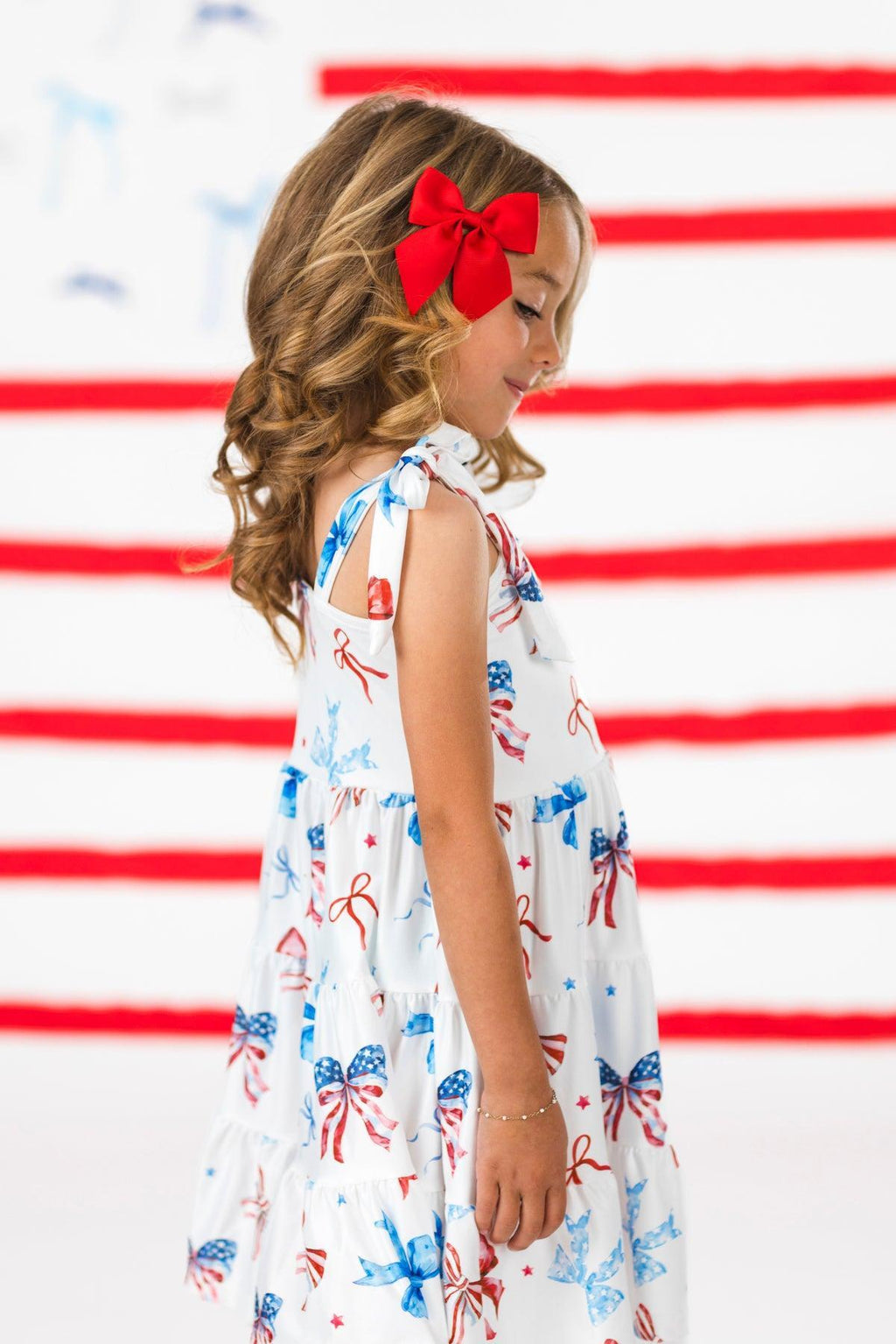 Mom & Me - Red White & Blue Bow Dress