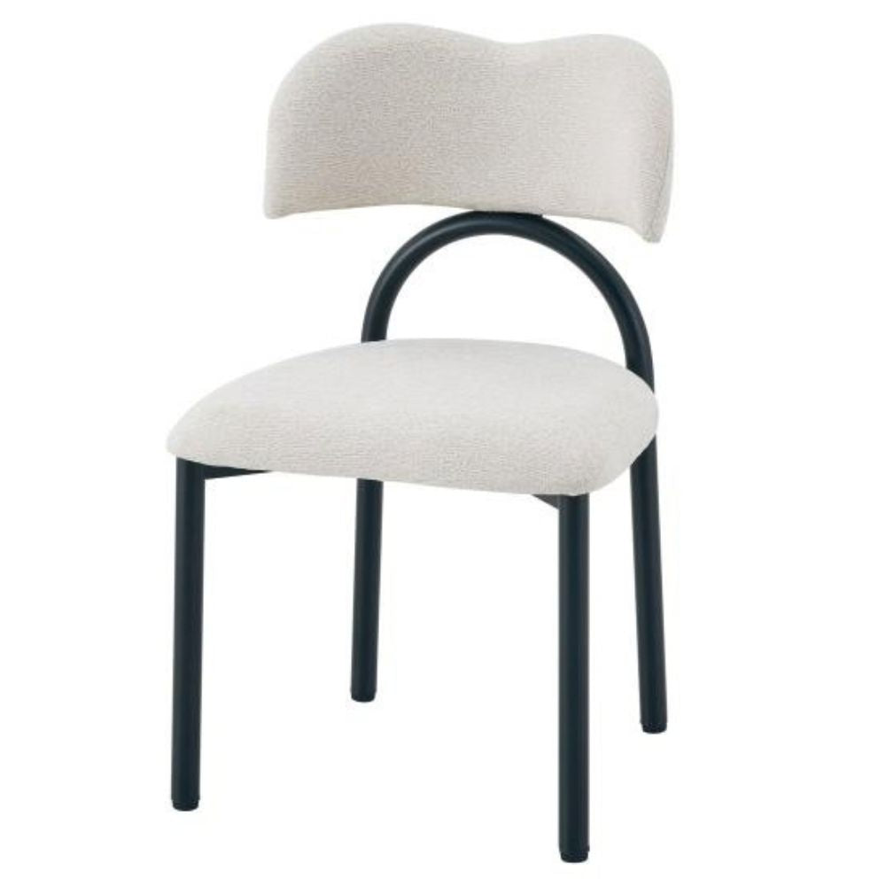 Modern Breathable Fabric Dining Chairs with Black Metal Frame