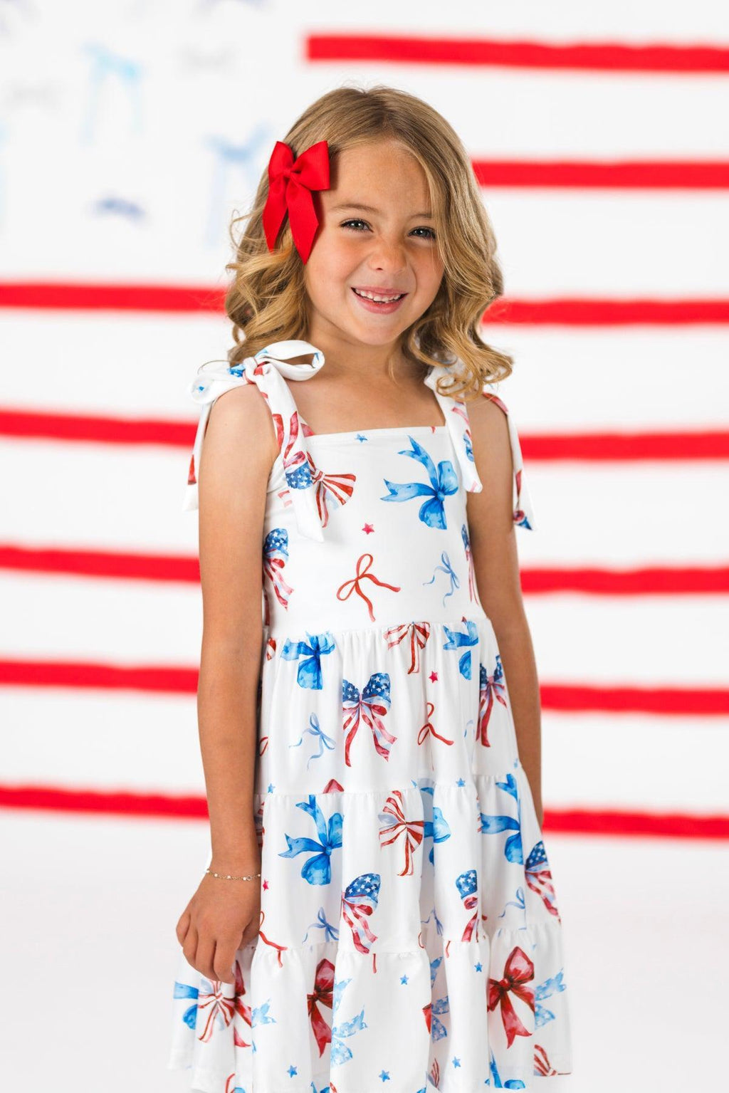 Mom & Me - Red White & Blue Bow Dress