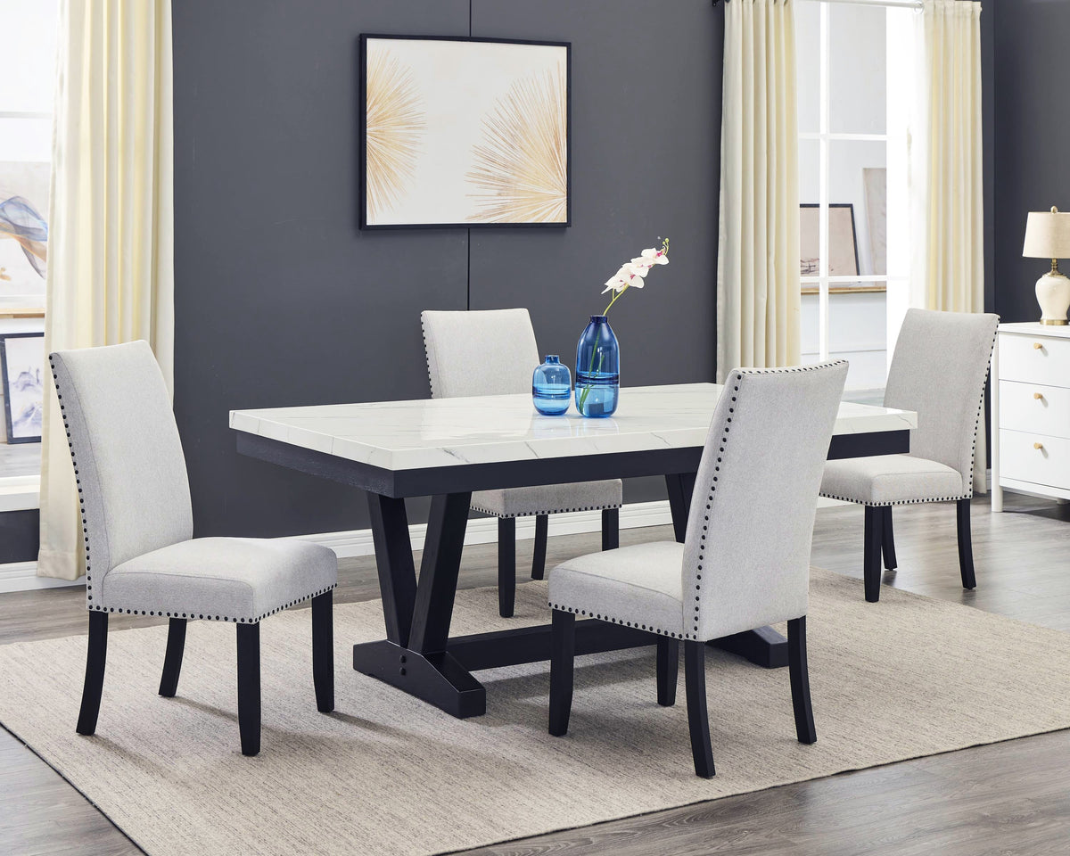 Modern Fabric Dining Chairs with Wood Frame