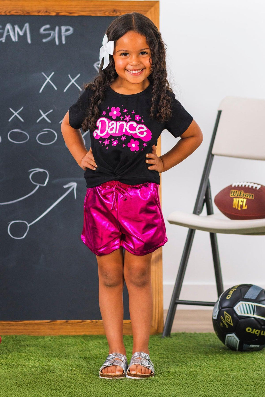 "Dance" Pink Metallic Short Set