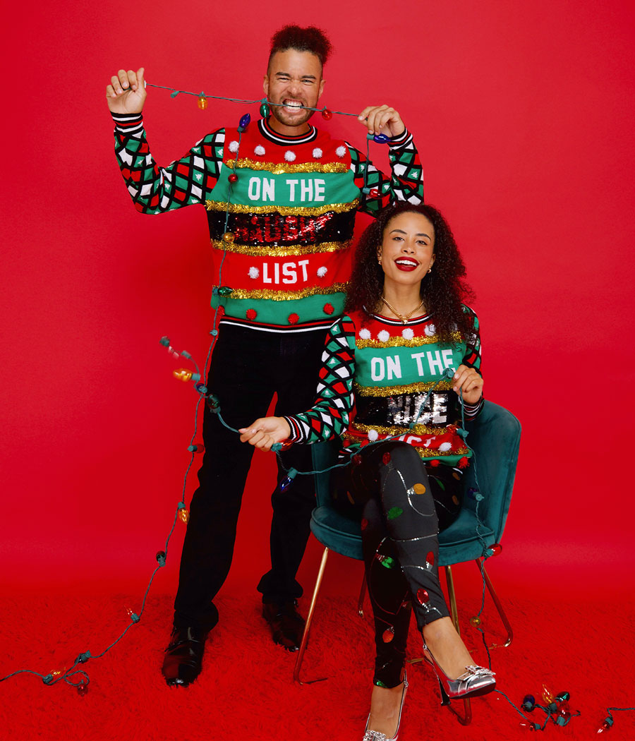 Men's Naughty or Nice Reversible Sequin Ugly Christmas Sweater