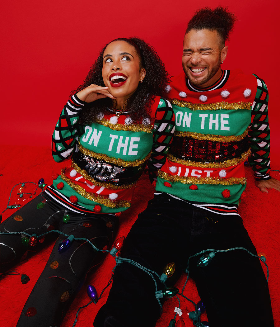 Men's Naughty or Nice Reversible Sequin Ugly Christmas Sweater