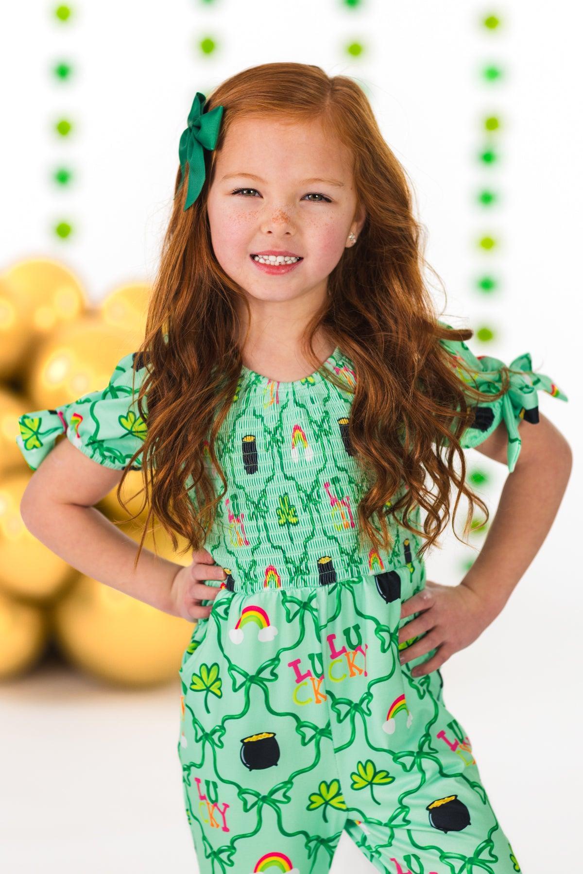 "Lucky" Green Bell Bottom Jumpsuit