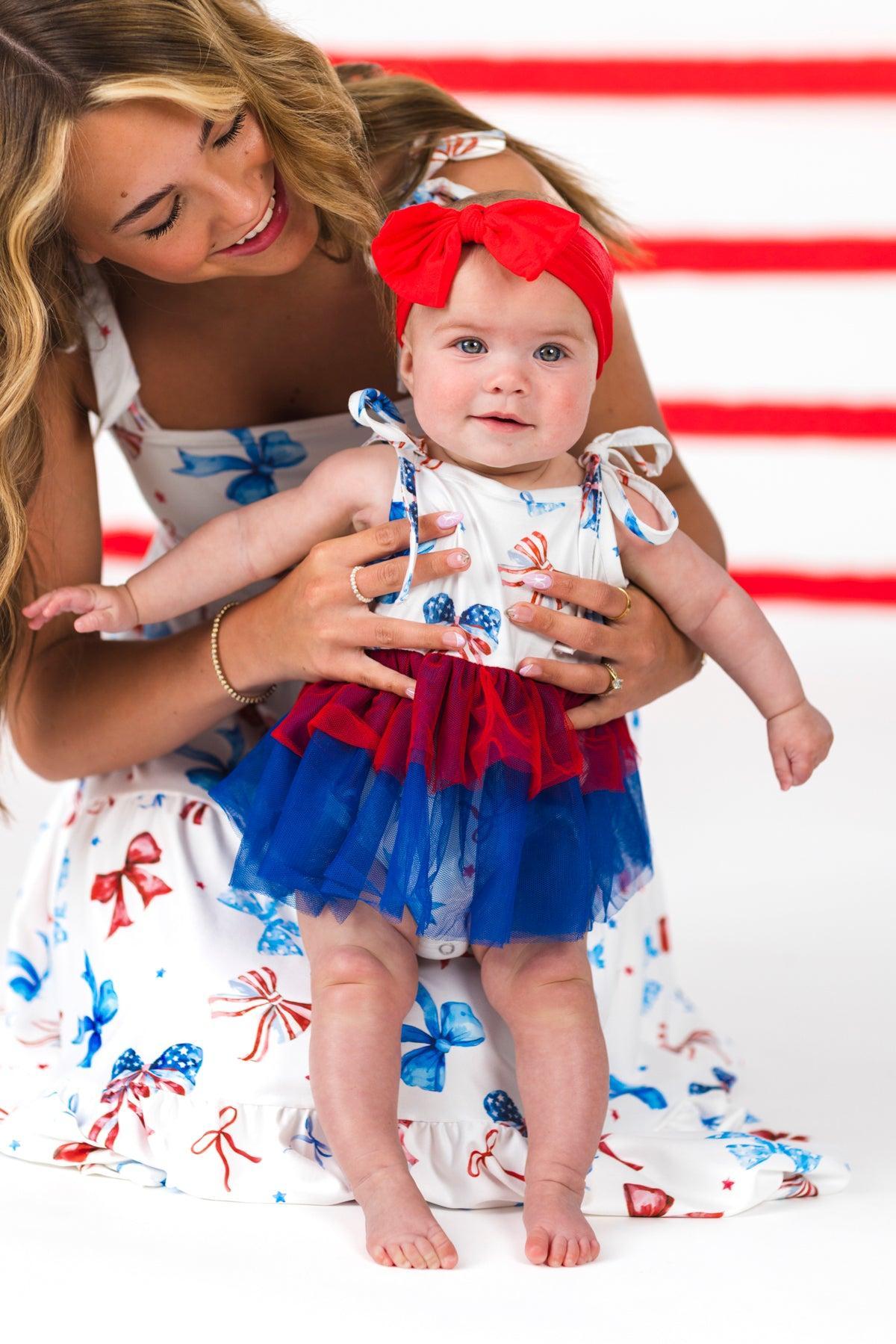 Mom & Me - Red White & Blue Bow Dress