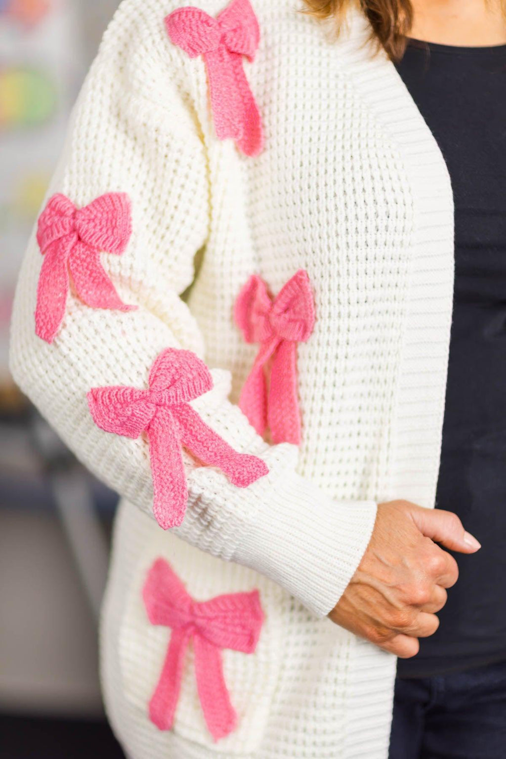 Mom & Me - Cream Knit Bow Cardigan