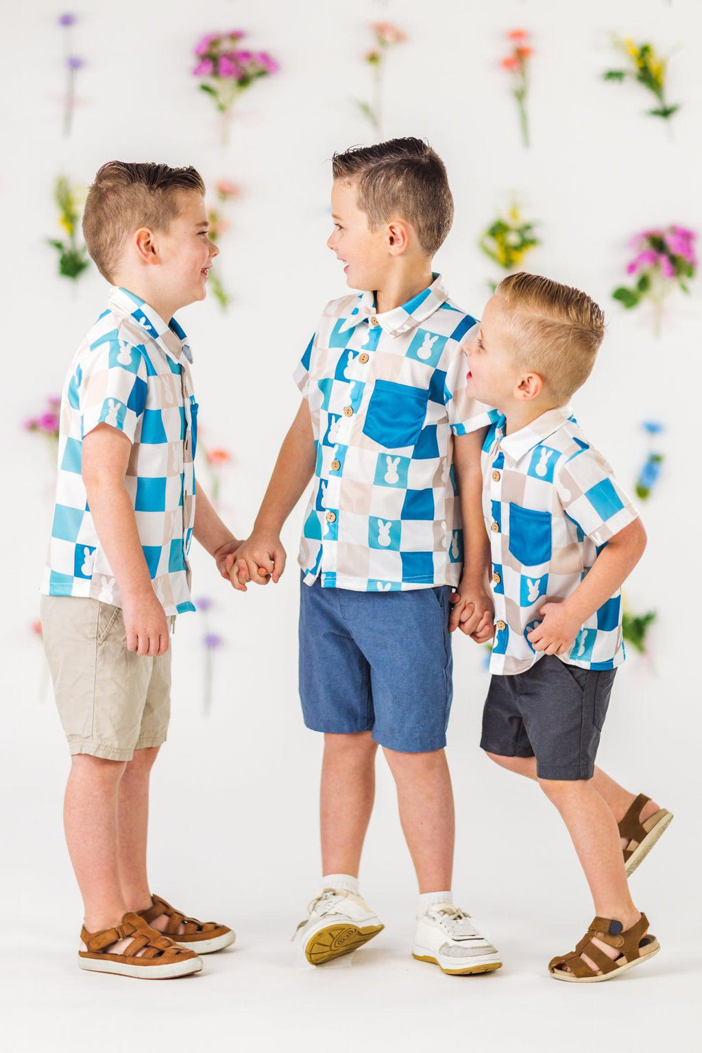 Blue Checkered Bunny Button Down