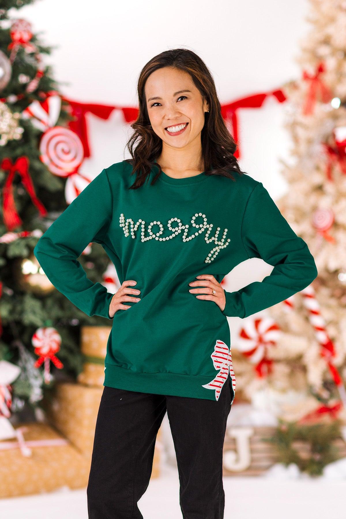 Mom & Me - "Merry" Green Pearl Top
