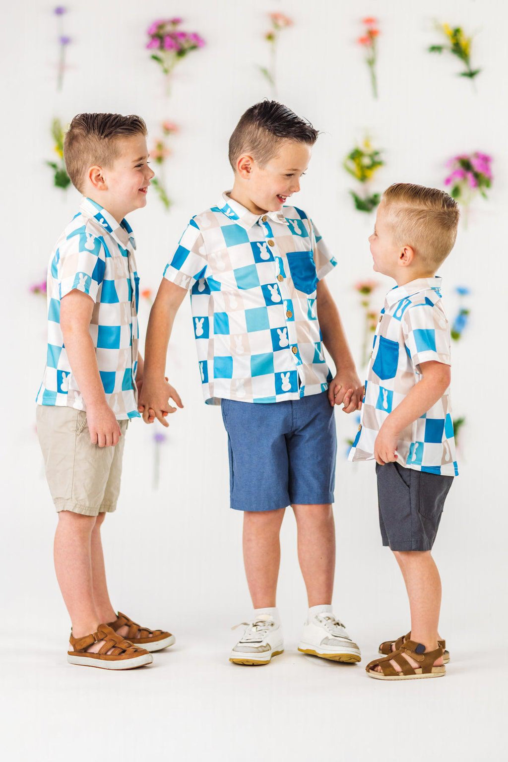 Blue Checkered Bunny Button Down