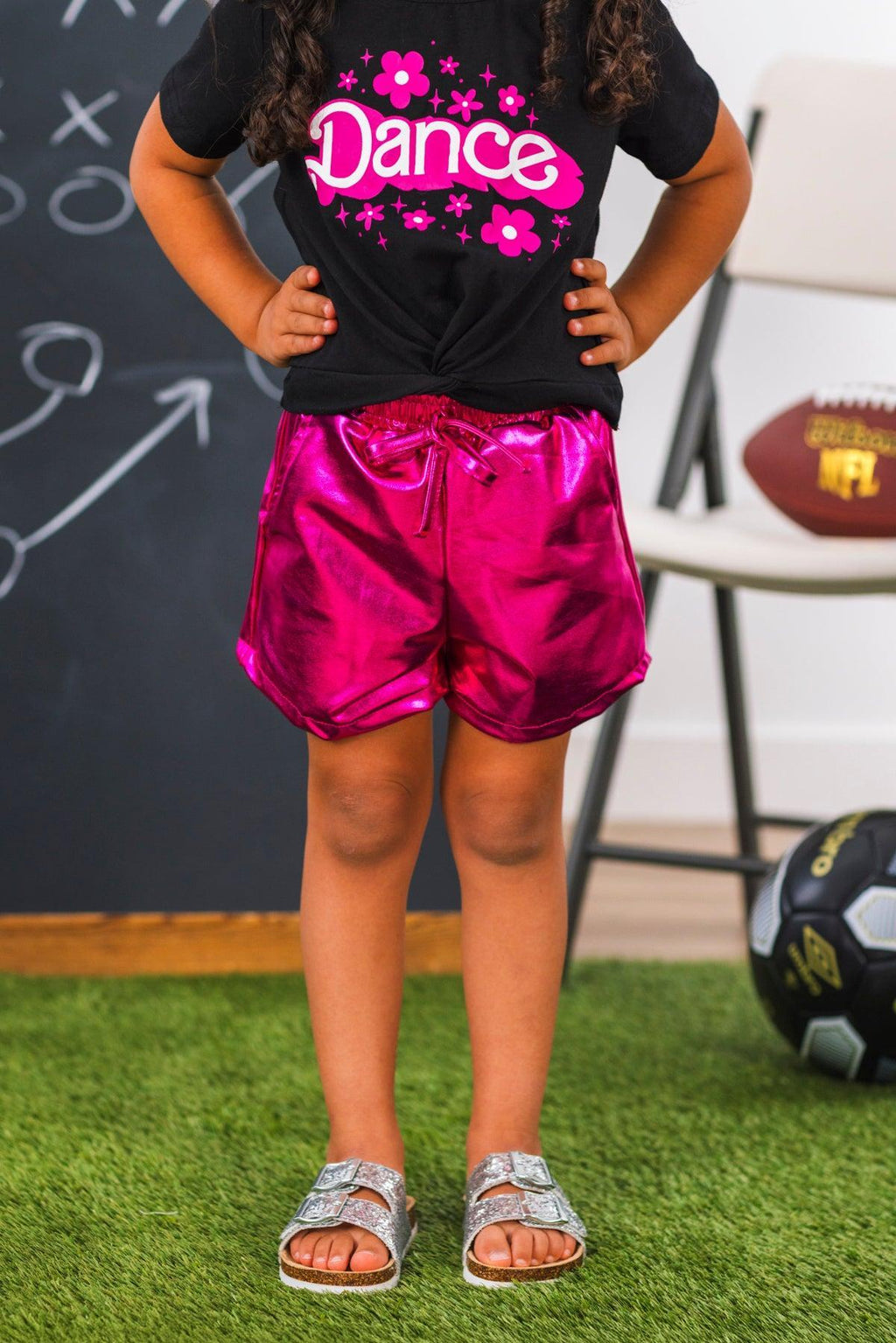 "Dance" Pink Metallic Short Set