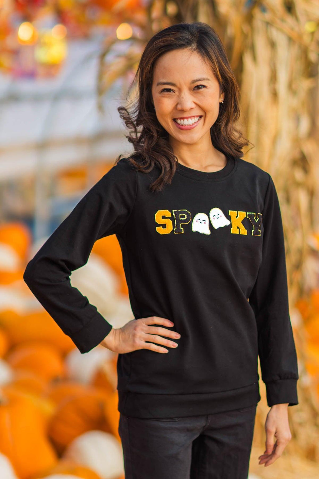 Mom & Me - "Spooky" Black Chenille Patch Top