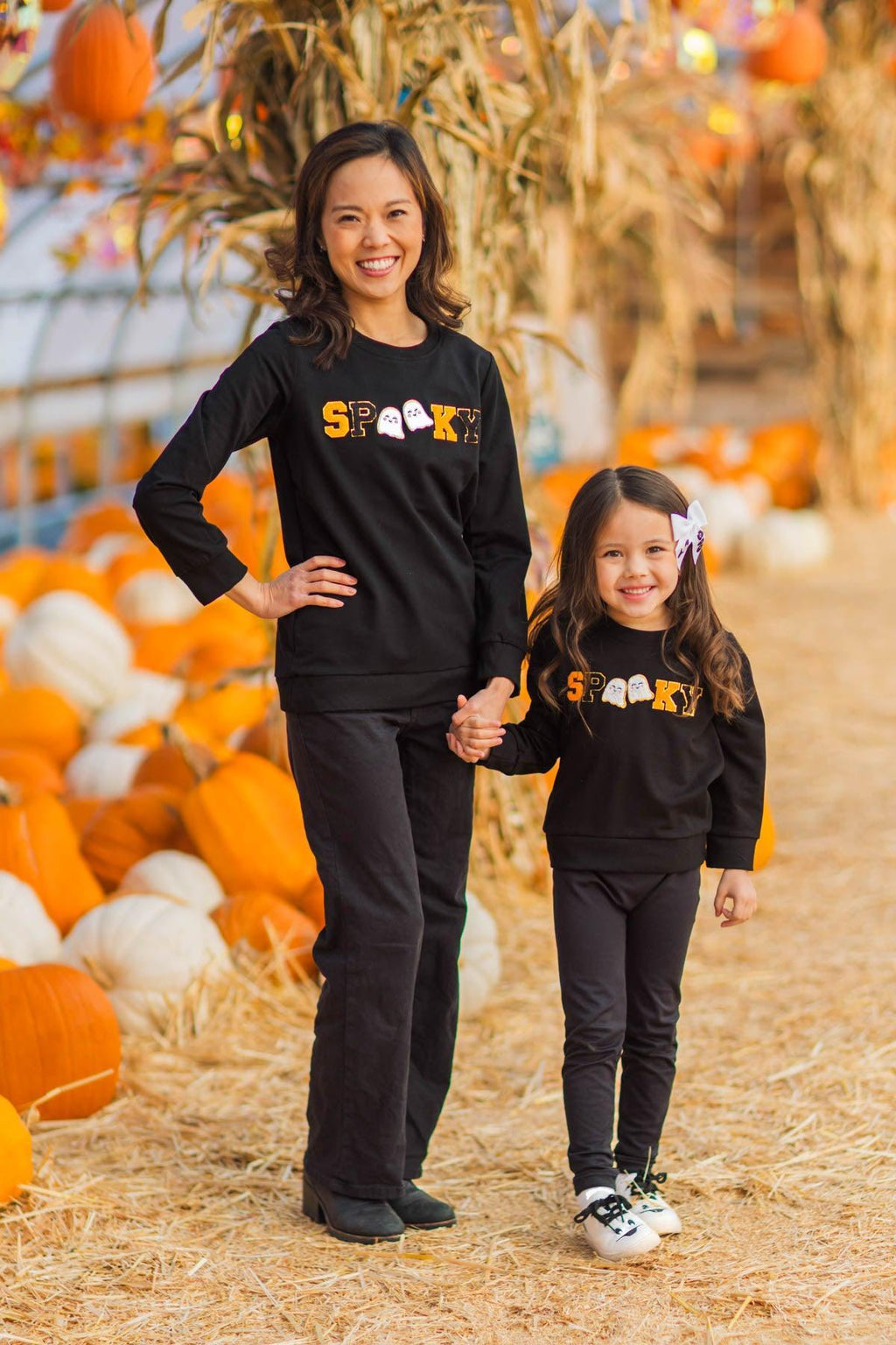 Mom & Me - "Spooky" Black Chenille Patch Top