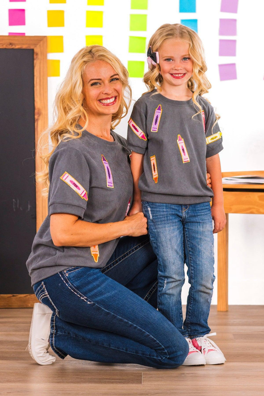 Mom & Me - Gray Corduroy Crayon Top