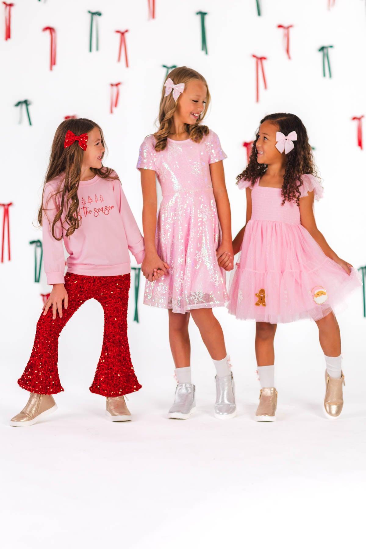 "Tis The Season" Velvet Sequin Bell Bottom Set