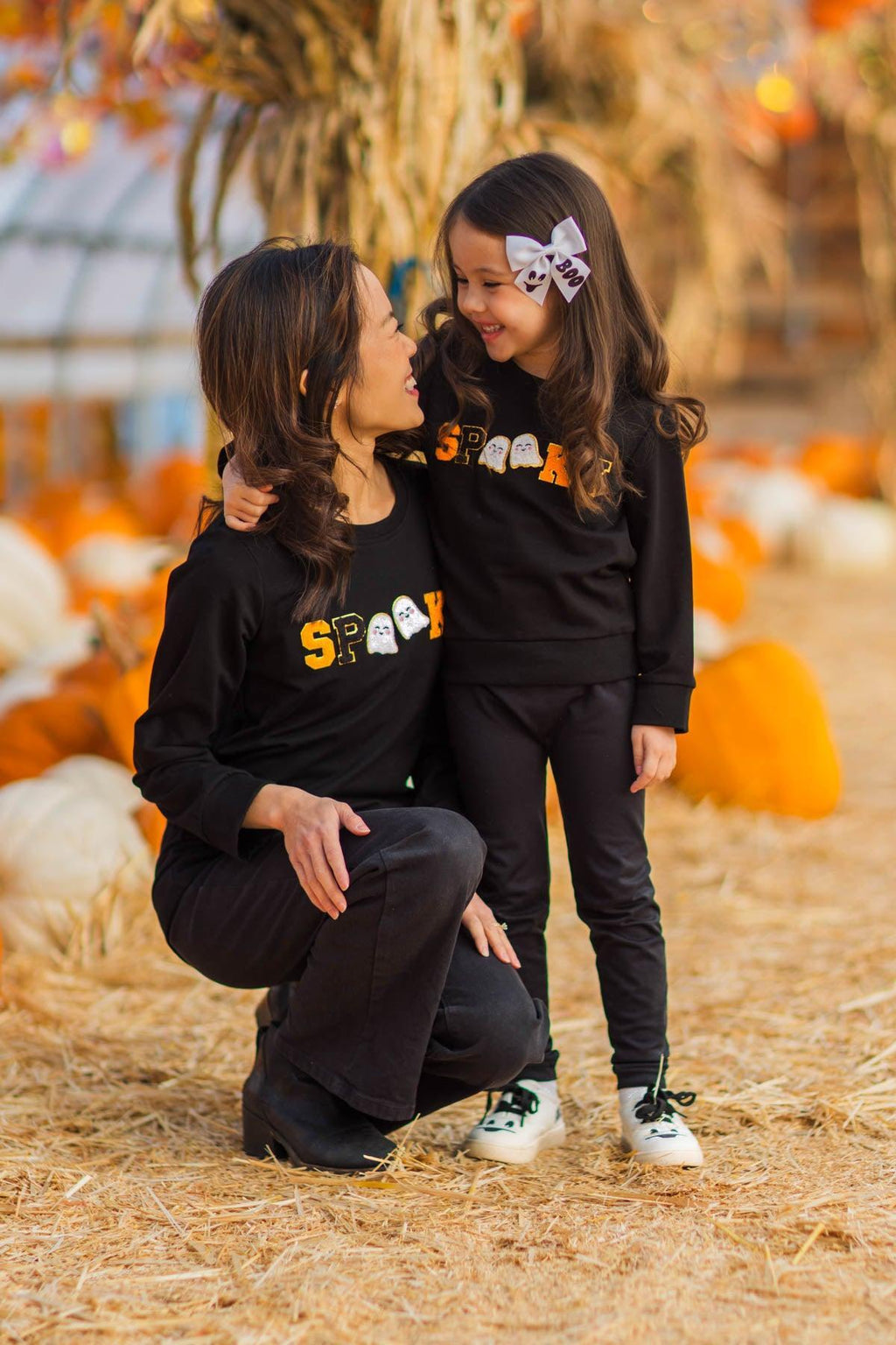 Mom & Me - "Spooky" Black Chenille Patch Top
