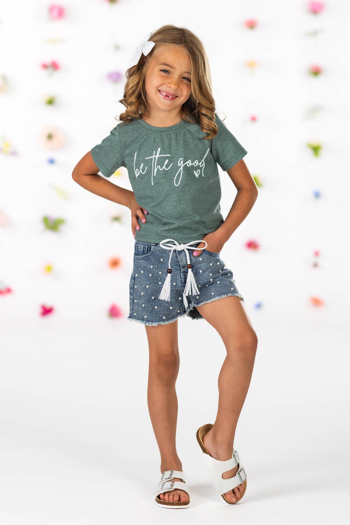 "Be The Good" Denim Short Set