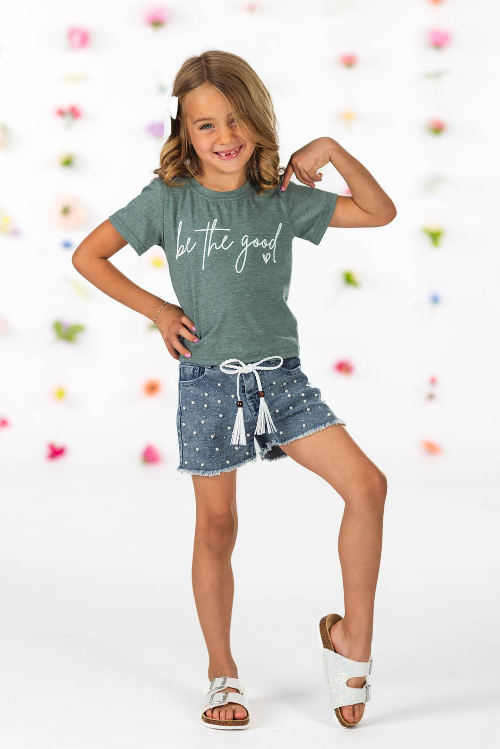 "Be The Good" Denim Short Set