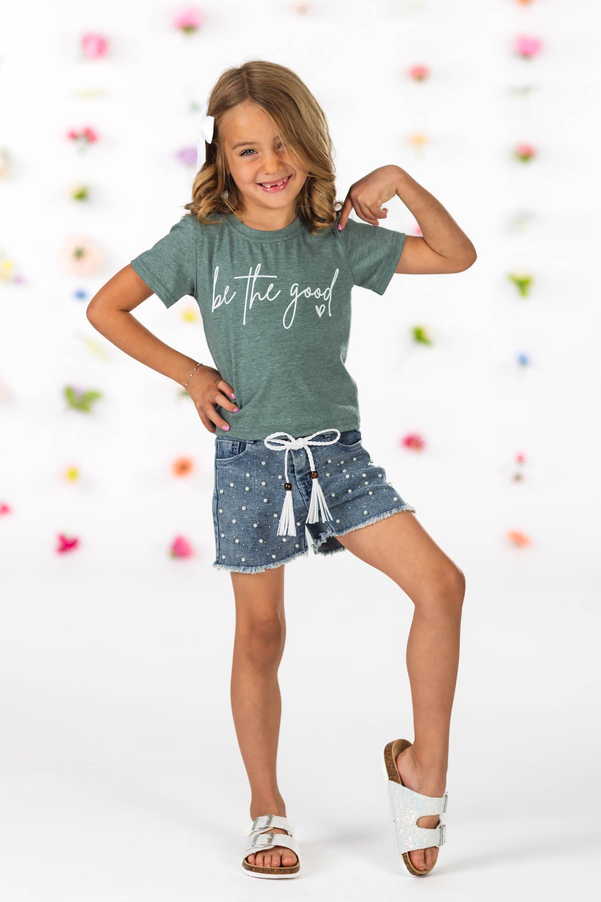 "Be The Good" Denim Short Set