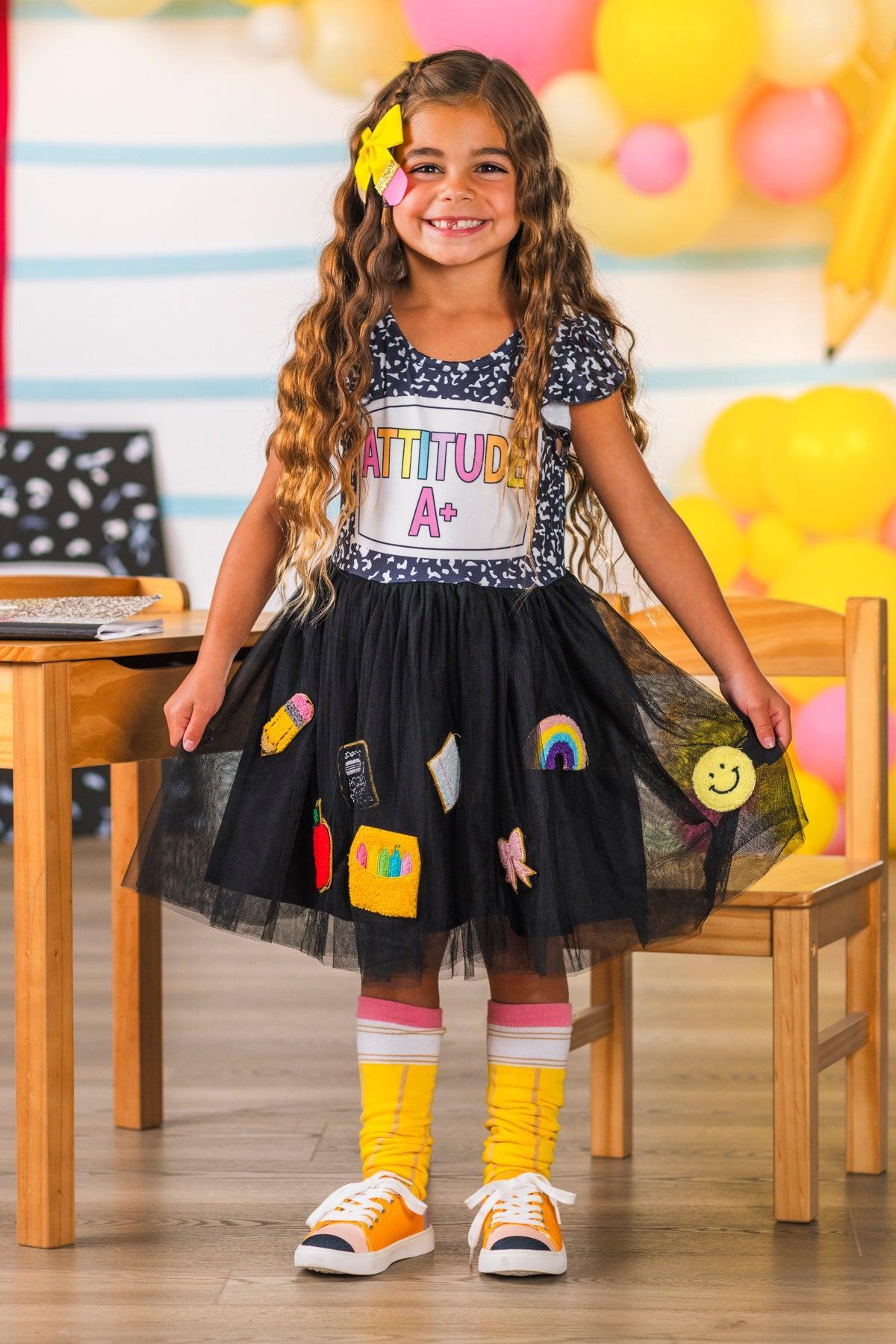"Attitude A+" Chenille Patch Tutu Dress