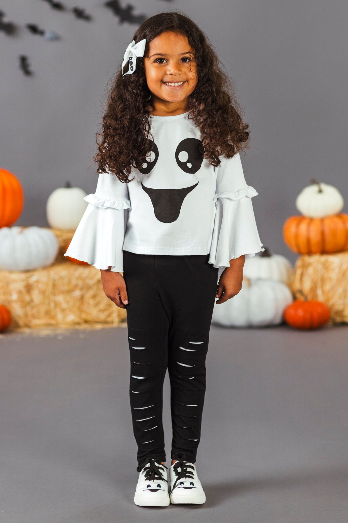 Black & White Ghost Distressed Legging Set