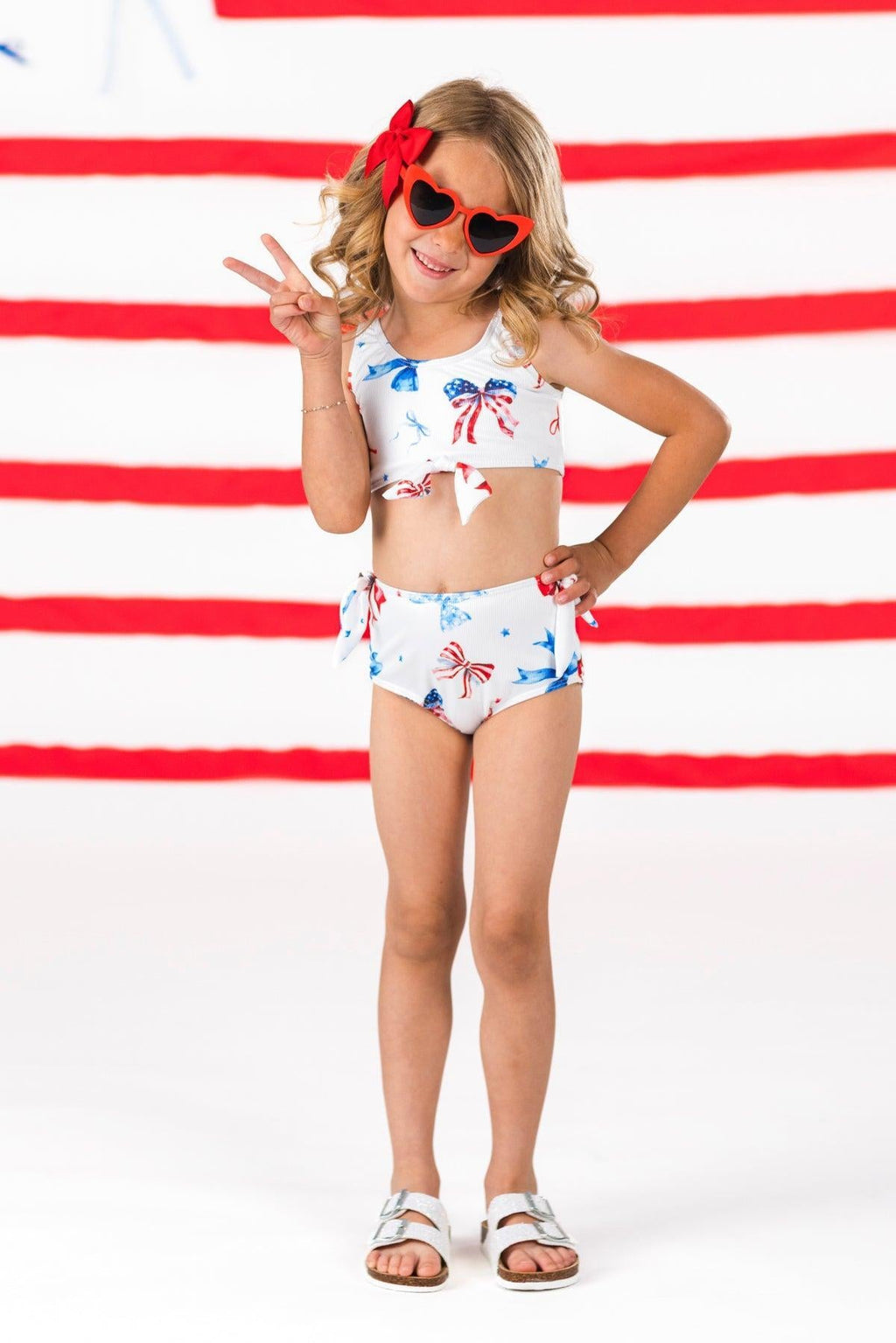 Mom & Me - Red White & Blue Bow Bikini
