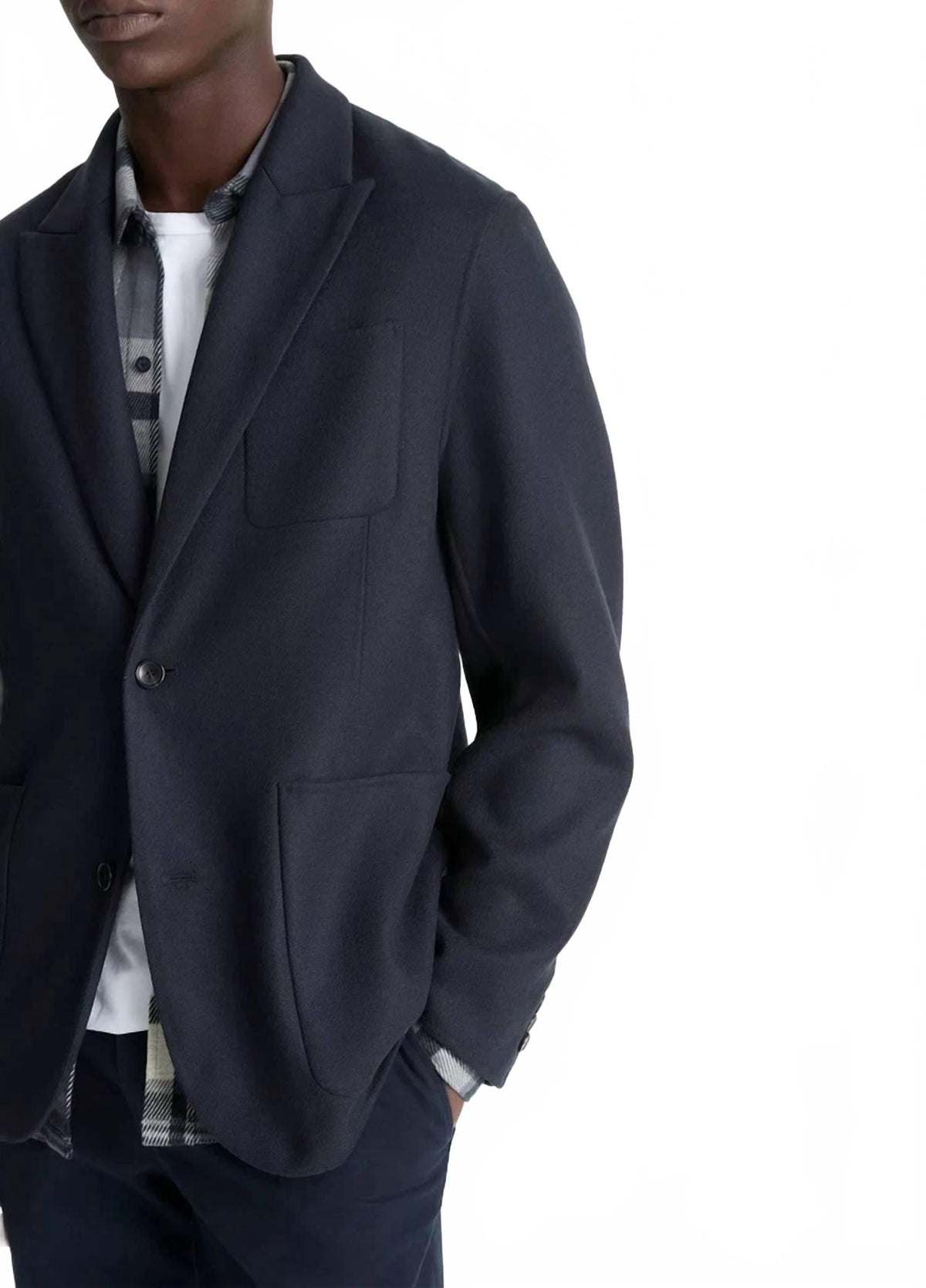Wool Blend Blazer In Blue