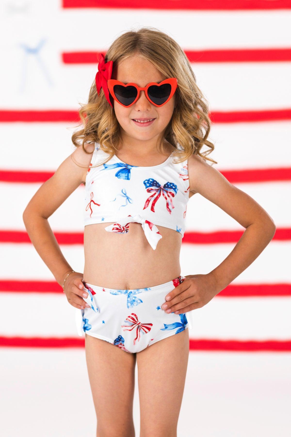 Mom & Me - Red White & Blue Bow Bikini