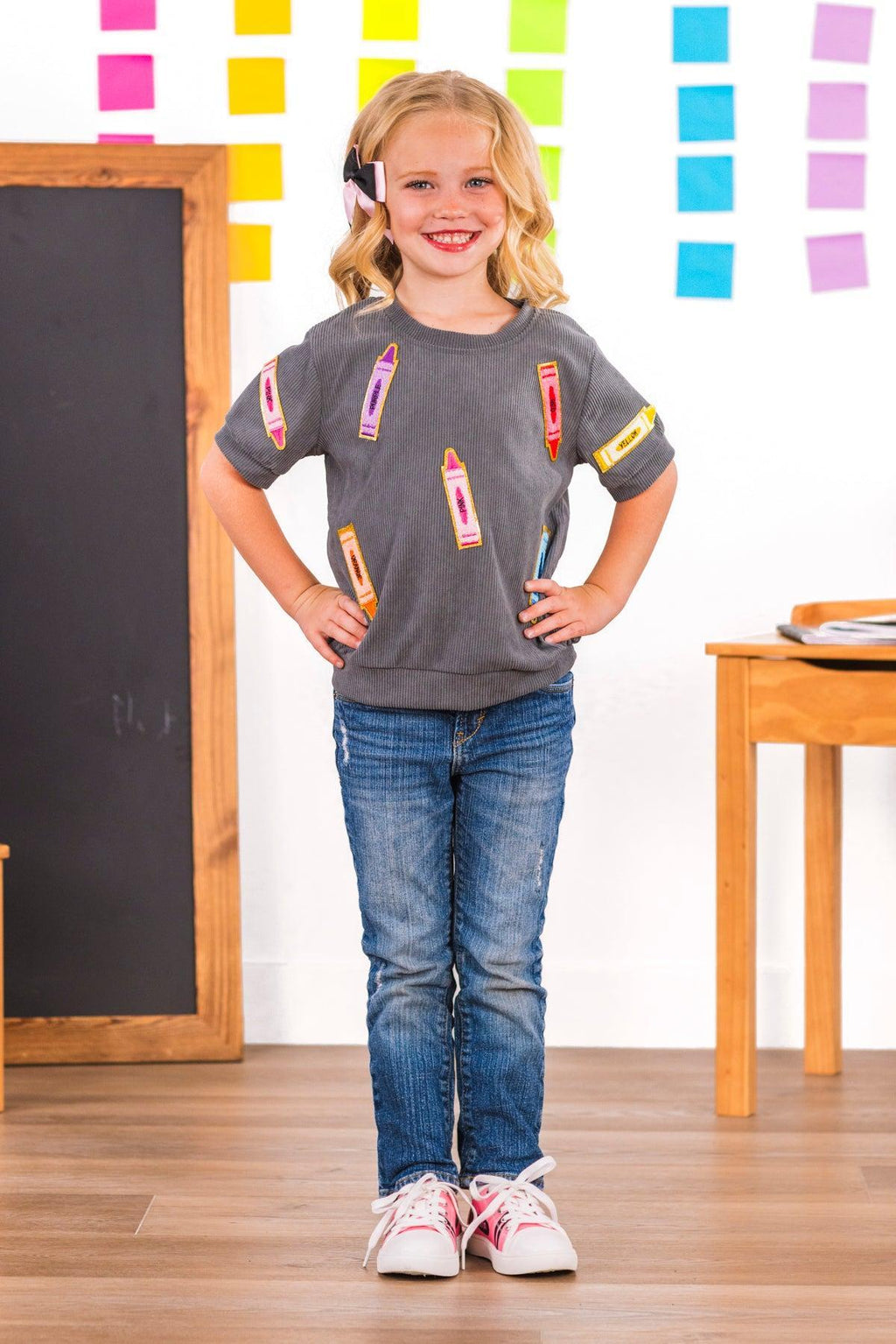 Mom & Me - Gray Corduroy Crayon Top