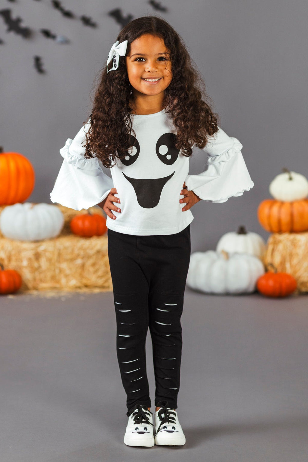 Black & White Ghost Distressed Legging Set