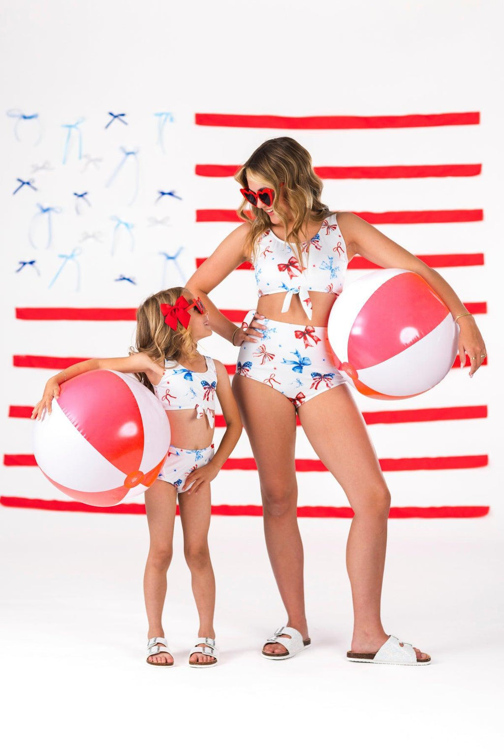 Mom & Me - Red White & Blue Bow Bikini