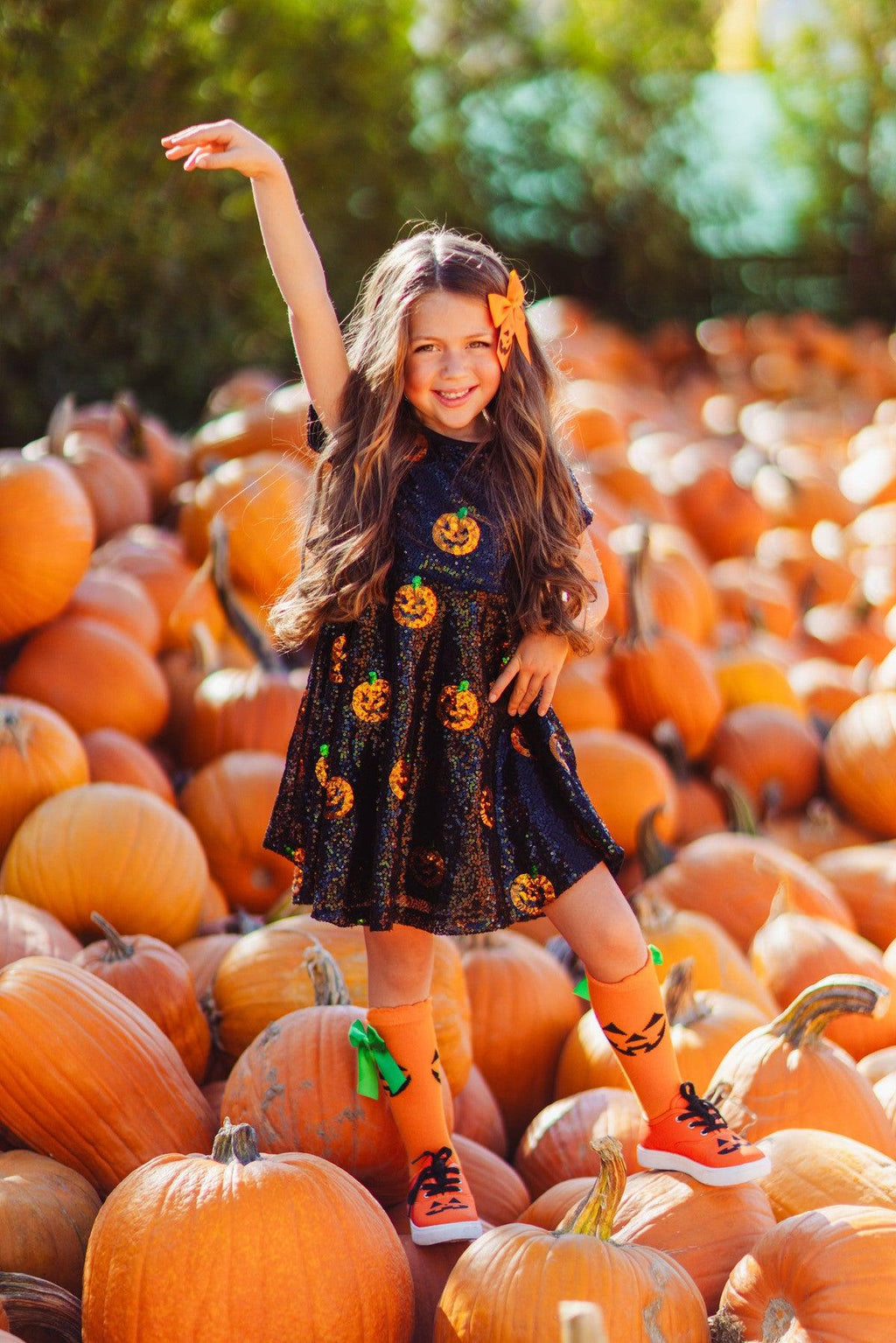 Mom & Me - Black Sequin Jack-O'-Lantern Dress