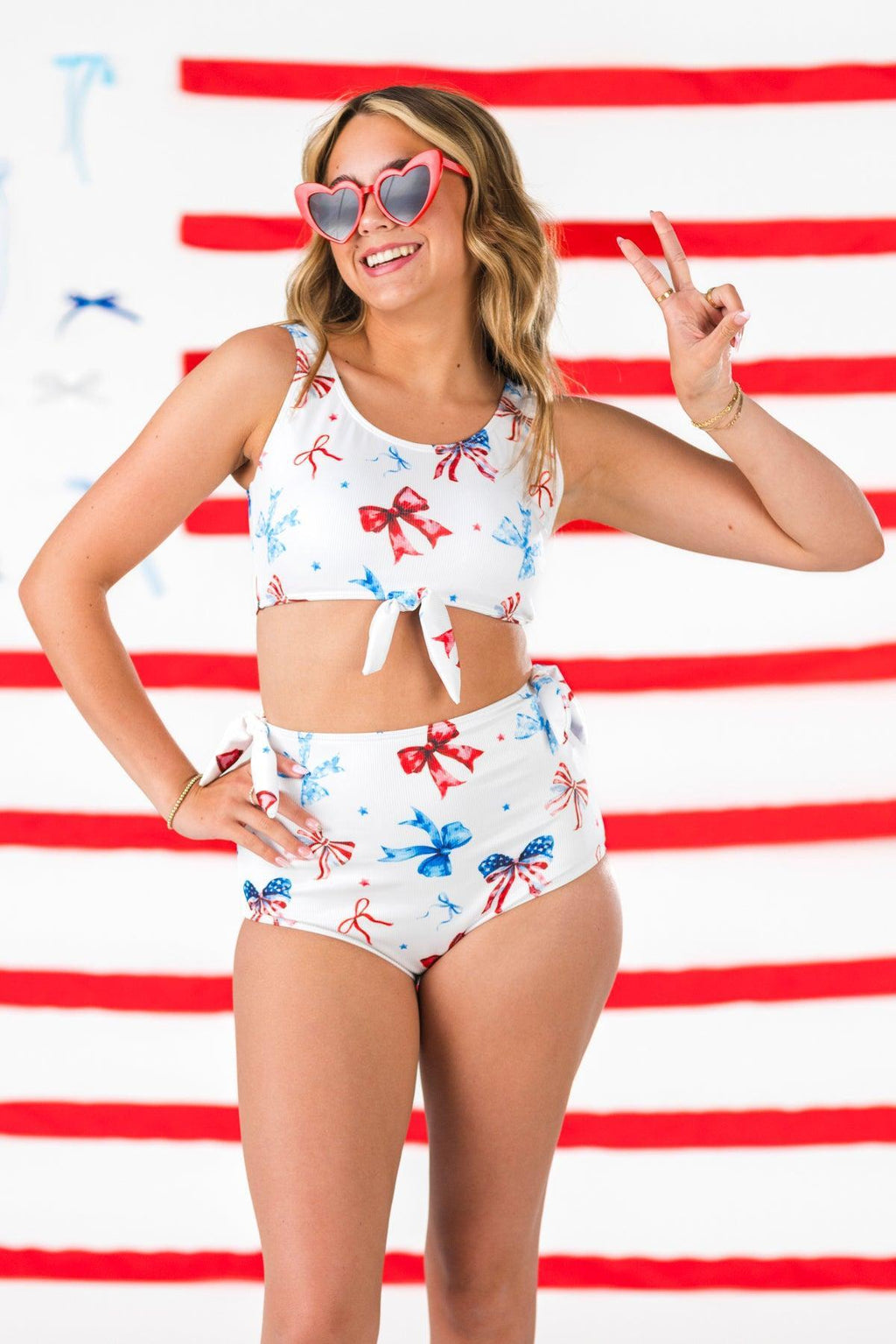 Mom & Me - Red White & Blue Bow Bikini