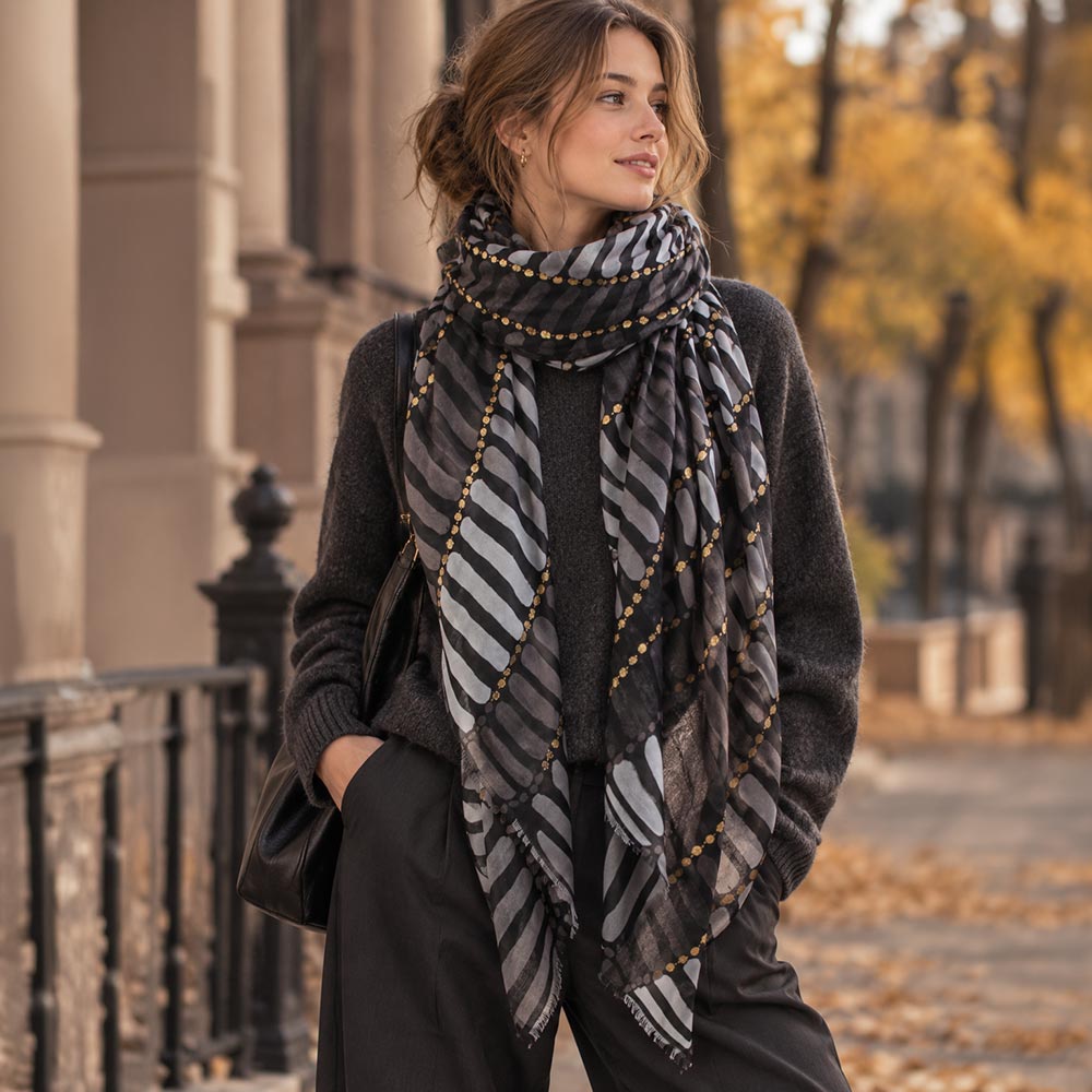 Geometric Pattern Print Lightweight Oversized Shawl Scarf