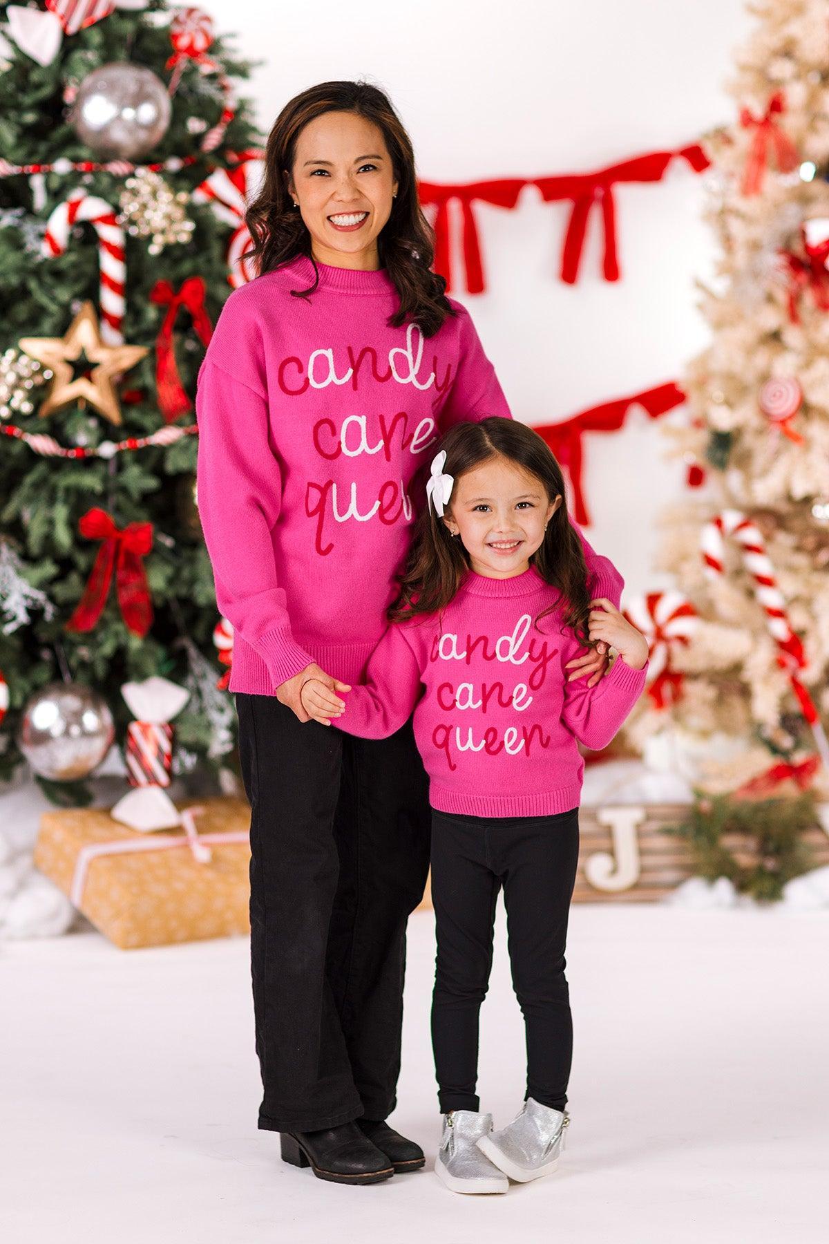 Mom & Me - "Candy Cane Queen" Pink Sweater
