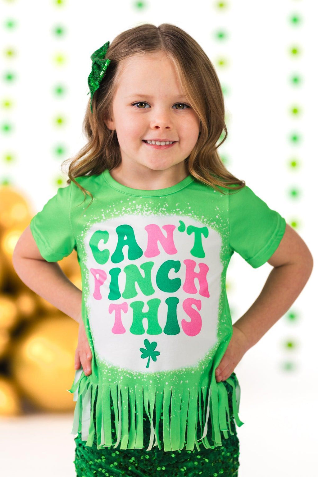 "Can't Pinch This" Green Sequin Bell Bottom Set