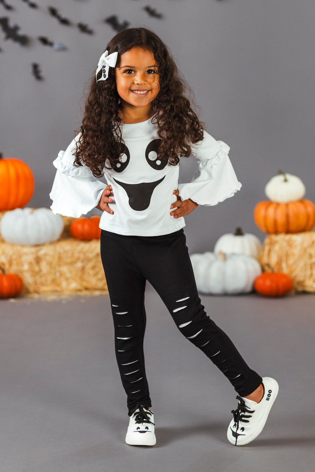 Black & White Ghost Distressed Legging Set