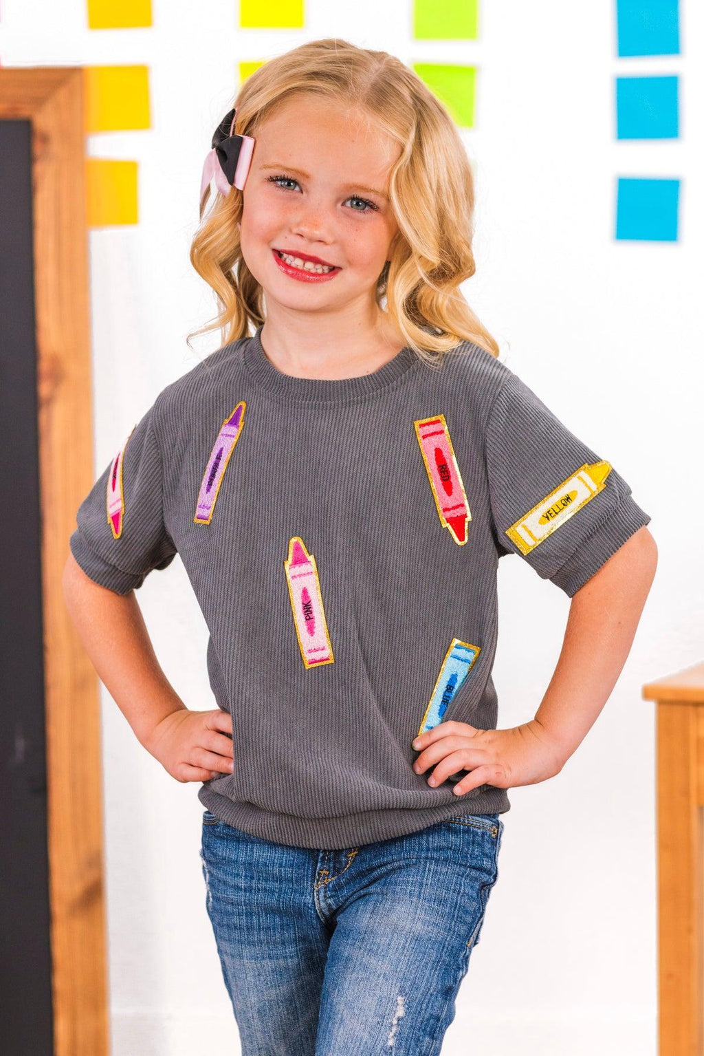 Mom & Me - Gray Corduroy Crayon Top