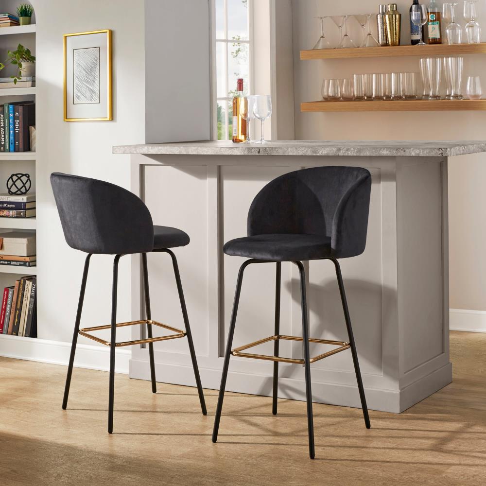 Elegant Counter Chairs with Padded Velvet Upholstery