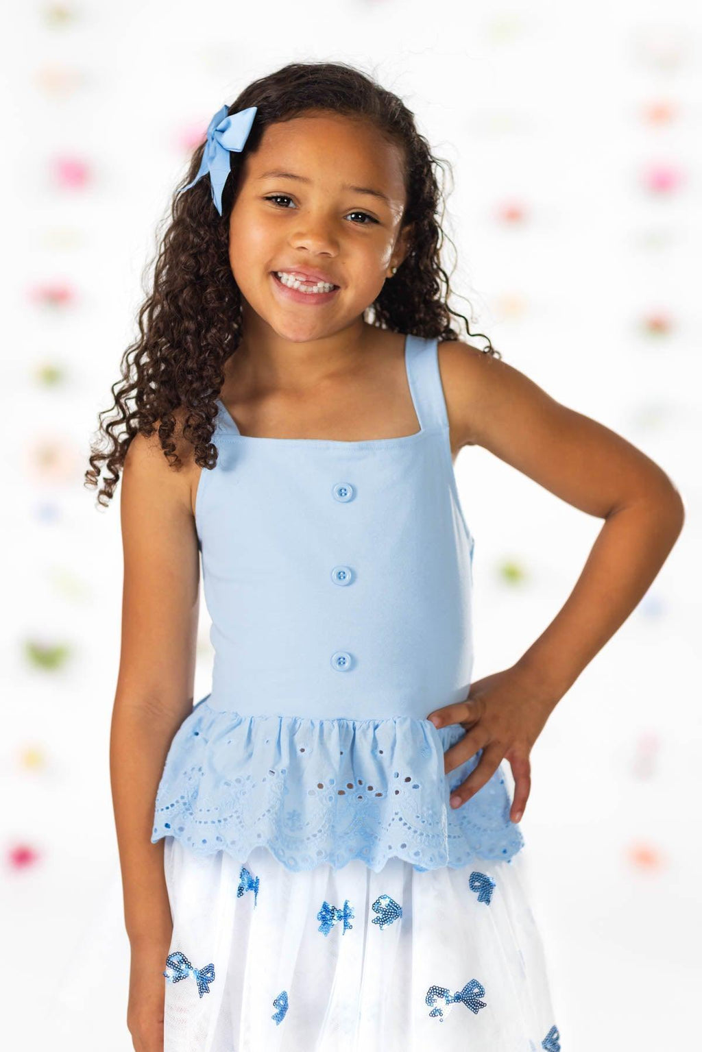 Blue Bow Tutu Skirt Set