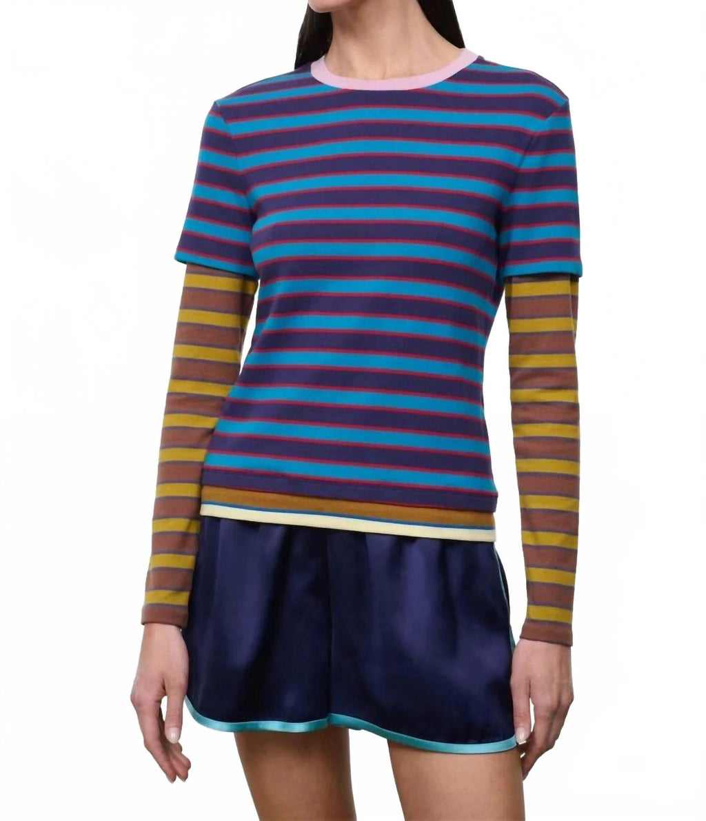 Dillon Layered Tee In Potter Stripe Multi