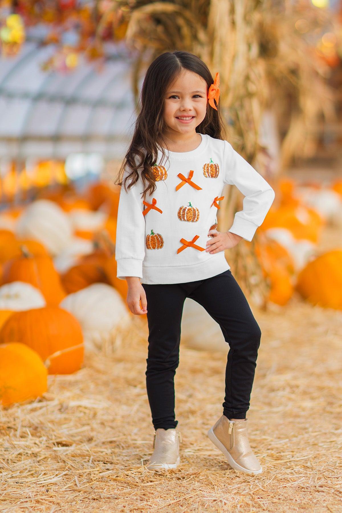 Mom & Me - White Sequin Pumpkin Top