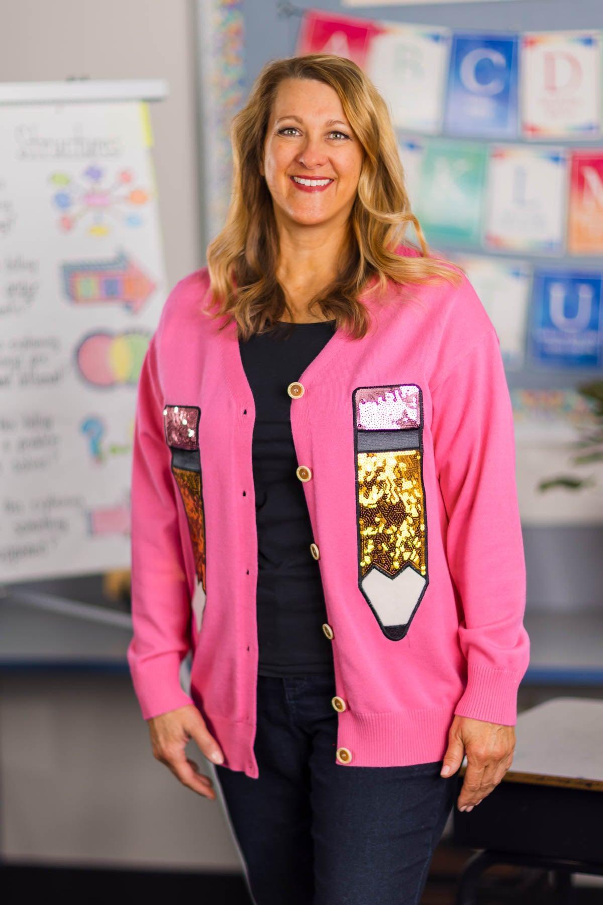 Mom & Me - Hot Pink Sequin Pencil Cardigan