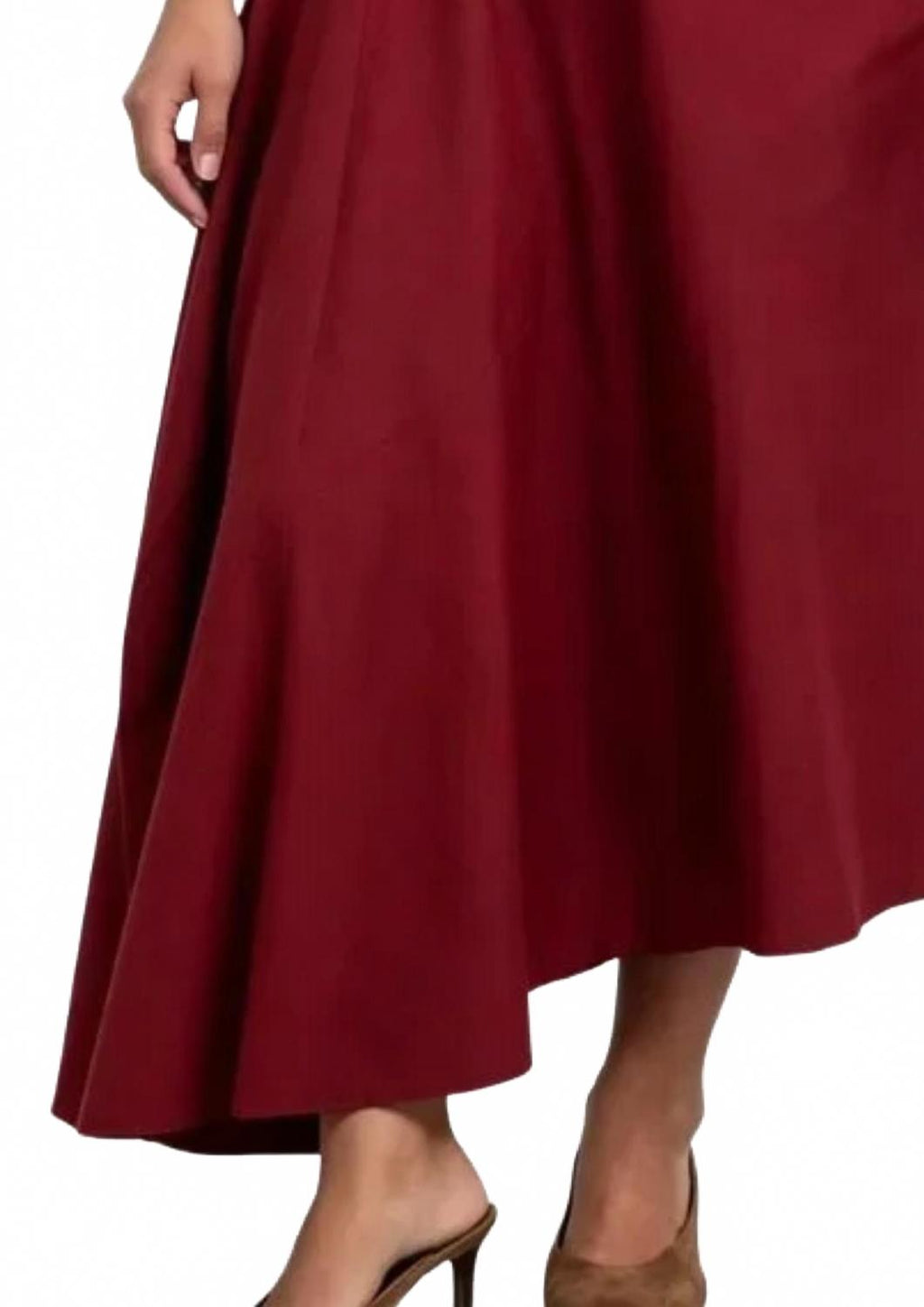 Asymmetrical Midi Skirt In Burgundy