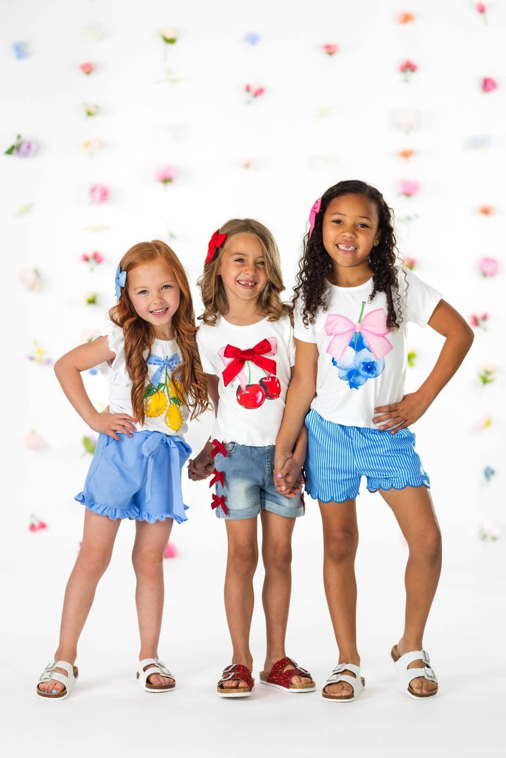 Cherry Bow Denim Short Set