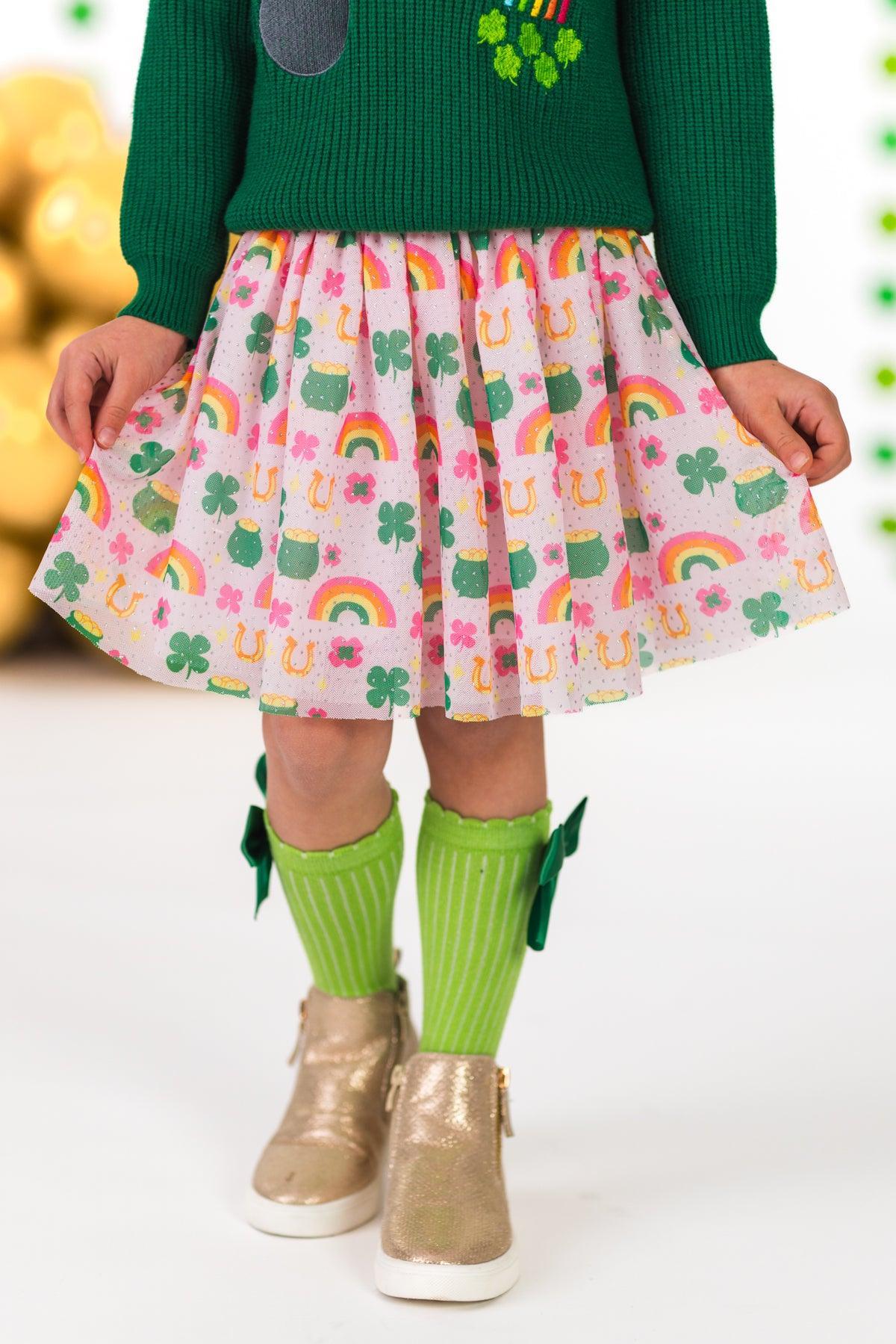 Lucky Rainbow Sweater Skirt Set