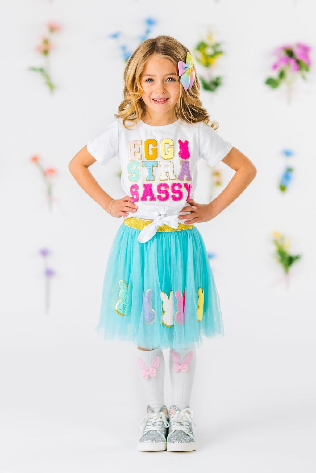 "Eggstra Sassy" Chenille Patch Tutu Skirt Set